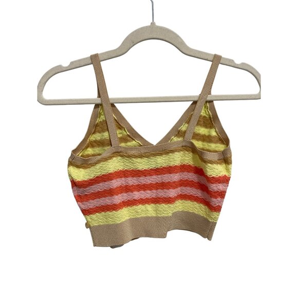 Scotch and Soda Crop Top Size Small Striped V Neck Sleeveless Yellow Orange NEW - Picture 4 of 12